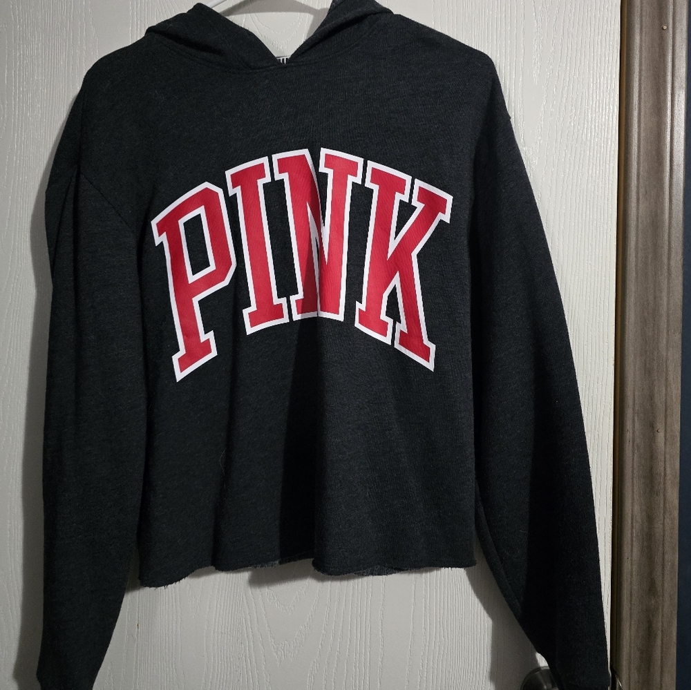 PINK Victoria’s Secret Cropped Hoodie Long Sleeve Graphic Casual Preppy Knit
